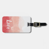 Waterverf Ombre Red en Roze gradiënt Love Bagagelabel (Voorkant horizontaal)
