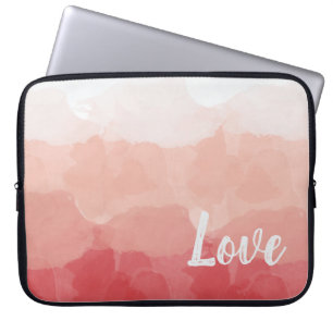 Waterverf Ombre Red en Roze gradiënt Love Laptop Sleeve