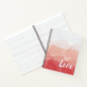 Waterverf Ombre Red en Roze gradiënt Love Notitieboek (Binnen)