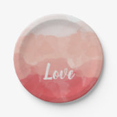 Waterverf Ombre Red en Roze gradiënt Love Papieren Bordje (Voorkant)