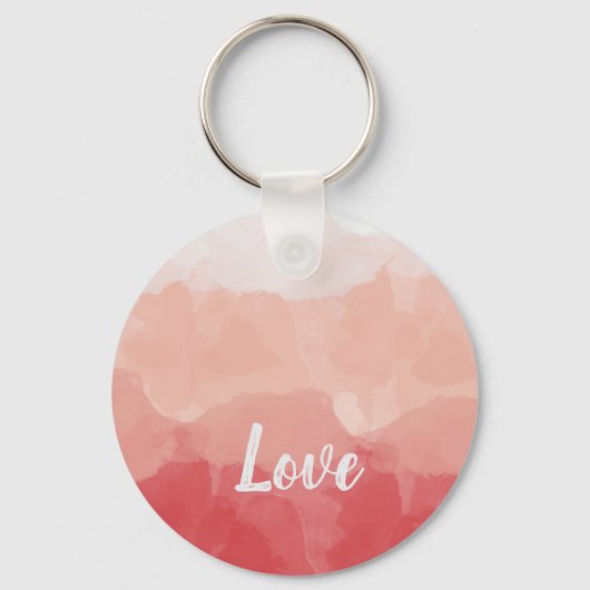 Waterverf Ombre Red en Roze gradiënt Love Sleutelhanger (Voorkant)
