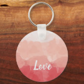 Waterverf Ombre Red en Roze gradiënt Love Sleutelhanger (Voorkant)