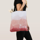 Waterverf Ombre Red en Roze gradiënt Love Tote Bag (Dichtbij)