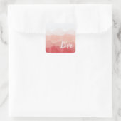 Waterverf Ombre Red en Roze gradiënt Love Vierkante Sticker (Tas)