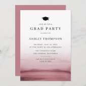 Waterverf Ombre Red Modern Graduation Party Kaart (Voorkant / Achterkant)