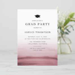 Waterverf Ombre Red Modern Graduation Party Kaart