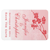 Waterverf Ombre Red Spring Blossom Sla de datum op Magneet (Horizontaal)