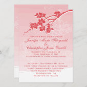 Waterverf Ombre rode lente bloesems bruiloft Kaart (Voorkant / Achterkant)