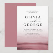 Waterverf Ombre Rood Modern Huwelijksuitnodiging Kaart (Voorkant / Achterkant)