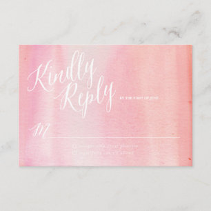 WATERVERF OMBRE ROZE antwoordkaart RSVP Kaartje