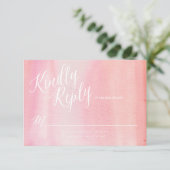 WATERVERF OMBRE ROZE antwoordkaart RSVP Kaartje (Staand voorkant)
