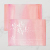 WATERVERF OMBRE ROZE antwoordkaart RSVP Kaartje (Voorkant / Achterkant)
