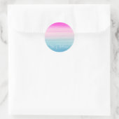 Waterverf Ombre Roze en Blauw | Jouw namen toevoeg Ronde Sticker (Tas)