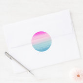 Waterverf Ombre Roze en Blauw | Jouw namen toevoeg Ronde Sticker (Envelop)