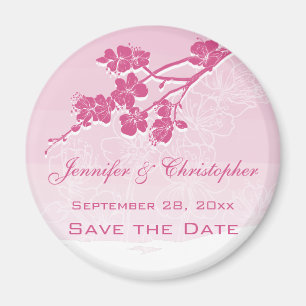 Waterverf Ombre Roze Lentebloesem Save the Date Magneet