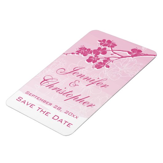 Waterverf Ombre Roze Lentebloesem Save the Date Magneet (Linkerzijde)