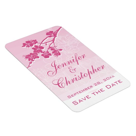 Waterverf Ombre Roze Lentebloesem Save the Date Magneet (Rechterzijde)
