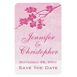 Waterverf Ombre Roze Lentebloesem Save the Date Magneet