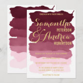 Waterverf ombre Wedding Gold burgundy brushstrok Kaart (Voorkant / Achterkant)