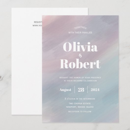 Waterverf Ombre Wedding Uitnodiging (Voorkant / Achterkant)