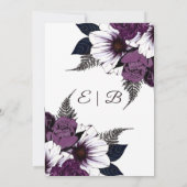 Waterverf omgeven Dark Paarse Floral Wedding Invit Kaart (Achterkant)
