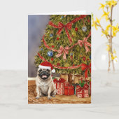 Waterverf onder de kerstboom kaart (Gele Bloem)