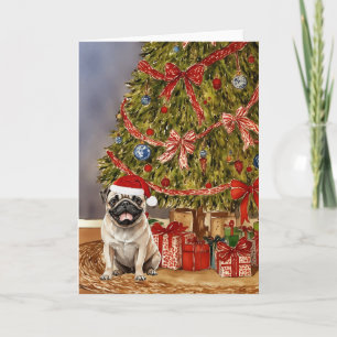 Waterverf onder de kerstboom kaart