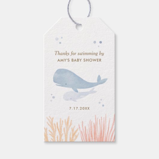 Waterverf Onder de Zee Baby shower CadeauLabels (Voorkant)