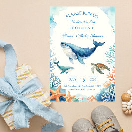 Waterverf Onder De Zee Baby Shower Kaart