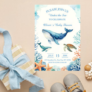 Waterverf Onder De Zee Baby Shower Kaart