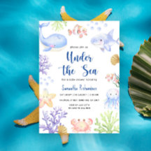 Waterverf Onder De Zee Baby Shower Oceaan Dieren