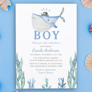 Waterverf Onder de Zee Het is een Jongen Baby Show Kaart