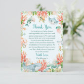 Waterverf onder het Baby shower van het Zee Bedankkaart (Staand voorkant)