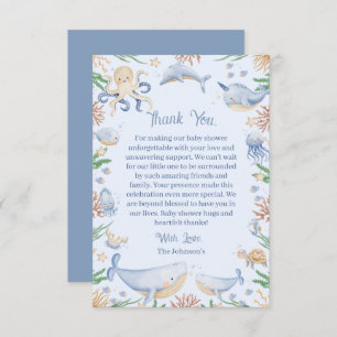 Waterverf onder het Baby shower van het Zee Bedankkaart