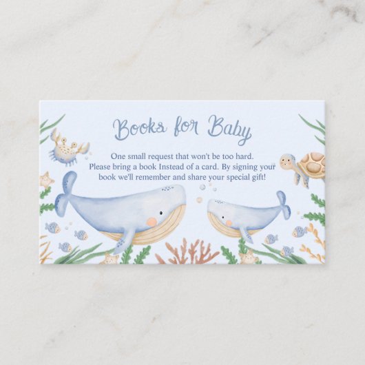 Waterverf onder het Baby shower van het Zee Informatiekaartje (Voorkant)