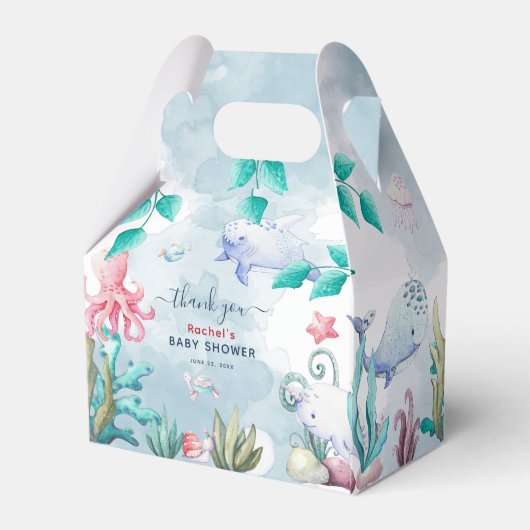 Waterverf onder het Baby shower Zee Bedankdoosjes (Achterkant)