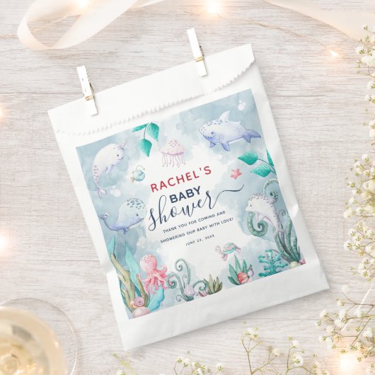 Waterverf onder het Baby shower Zee Bedankzakje (Geknipt)