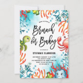 Waterverf onder het Baby shower Zee Brunch Kaart (Voorkant)