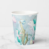 Waterverf onder het Baby shower Zee Papieren Bekers (Achterkant)