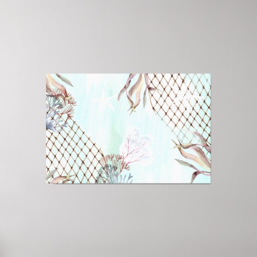 Waterverf Onder het Bleke Turquoise Zee Canvas Afdruk (Voorkant)