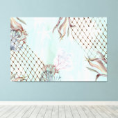 Waterverf Onder het Bleke Turquoise Zee Canvas Afdruk (Insitu (Houten vloer))