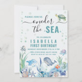 Waterverf onder het zee 1e verjaardag kaart (Voorkant)