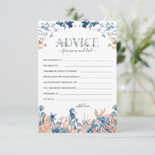 Waterverf Onder het Zee Baby shower Advieskaart (Staand voorkant)