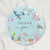 Waterverf onder het Zee Baby shower Dank u Bedankjes Labels (Achterkant)