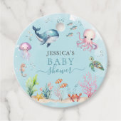 Waterverf onder het Zee Baby shower Dank u Bedankjes Labels (Voorkant)