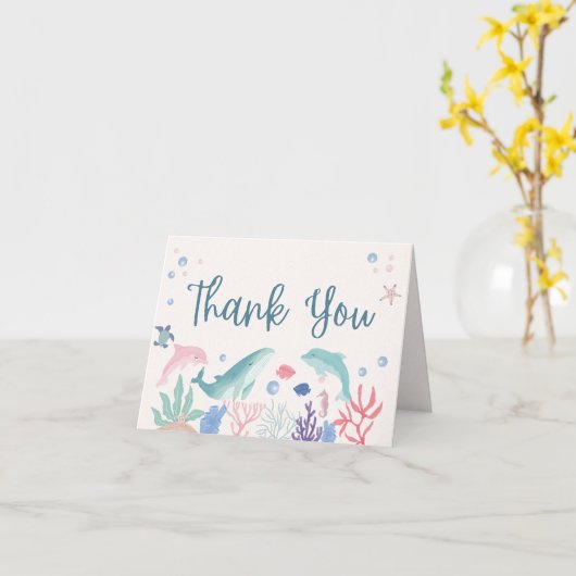 Waterverf Onder het Zee Baby shower Dank U Kaart (Gele Bloem)