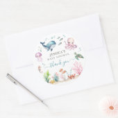 Waterverf onder het Zee Baby shower Dank u Ronde Sticker (Envelop)