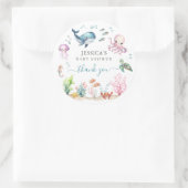Waterverf onder het Zee Baby shower Dank u Ronde Sticker (Tas)