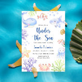 Waterverf onder het Zee Baby shower Ocean Animals Kaart