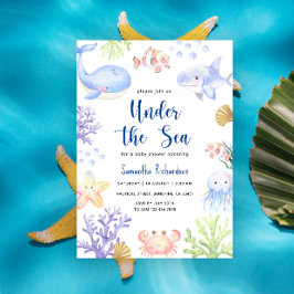 Waterverf onder het Zee Baby shower Ocean Animals Kaart